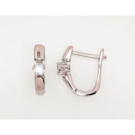 925°, Silver earrings with english lock, Zirkons , 2203105(PRh-Gr)_CZ
