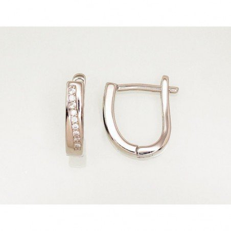 925°, Silver earrings with english lock, Zirkons , 2203106(PRh-Gr)_CZ