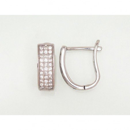 925°, Silver earrings with english lock, Zirkons , 2203108(PRh-Gr)_CZ