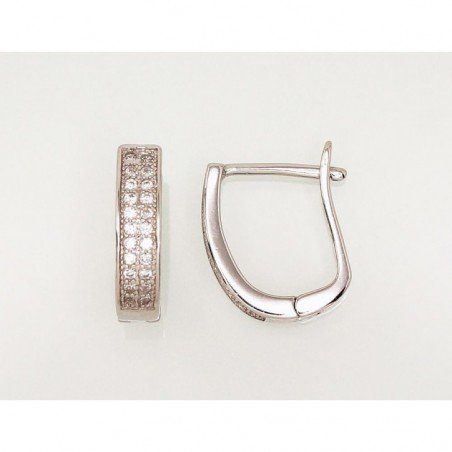 925°, Silver earrings with english lock, Zirkons , 2203109(PRh-Gr)_CZ