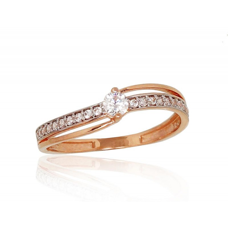 Gold ring, Rose gold, 585°, Zirkons , 1100825(Au-R+PRh-W)_CZ