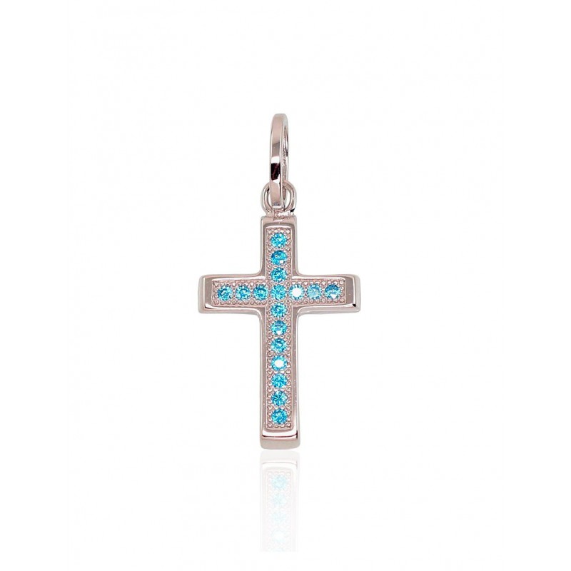 925° Silver pendant, Type: Crosses and Icons, Stone: Zirkons , 2301604(PRh-Gr)_CZ-AQ