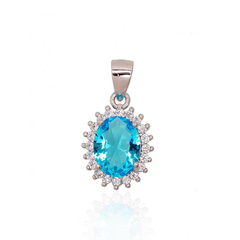 925° Silver pendant, Type: Women, Stone: Zirkons , 2301643(PRh-Gr)_CZ+CZ-AQ