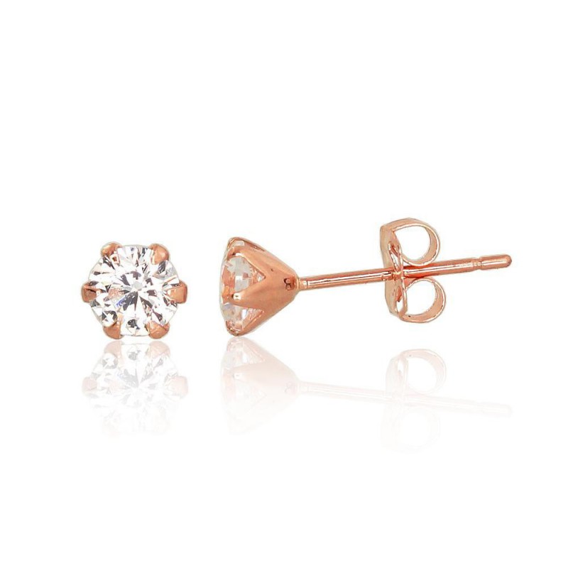 585°, Gold classic studs earrings, Stone: Zirkons , Type: Nails, 1201127(Au-R)_CZ