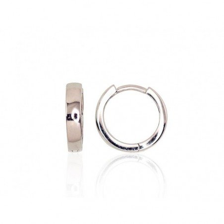 Silver hoop earrings, Circle lock, , 2203121(PRh-Gr)