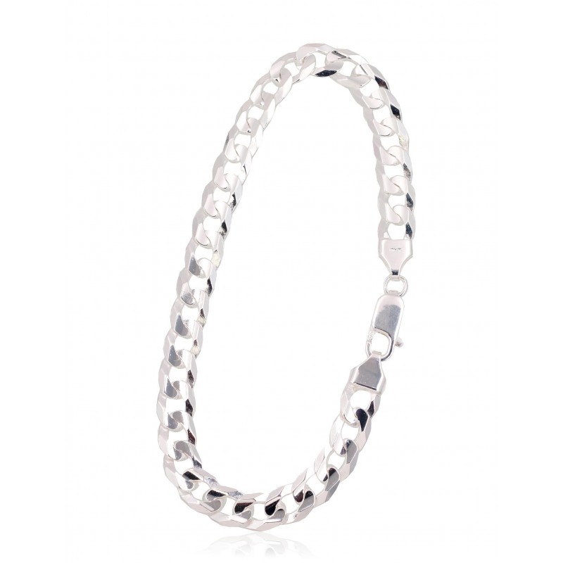 Silver chain Curb 6.9 mm , diamond cut