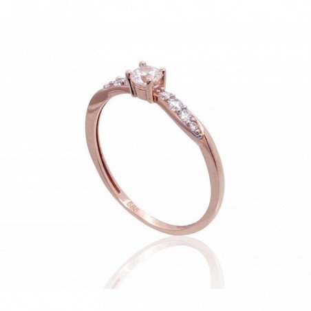 585° Gold ring, Stone: Zirkons , Type: Engagement rings, 1101093(Au-R+PRh-W)_CZ