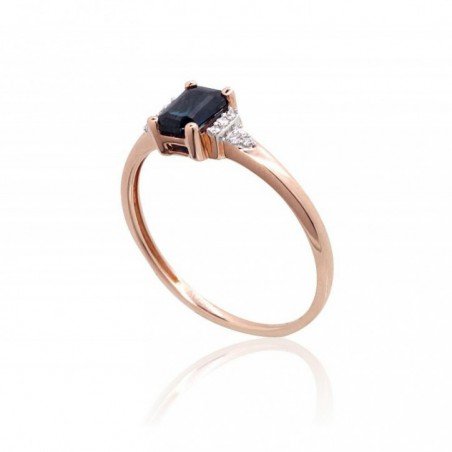 585° Gold ring, Stone: Diamonds, Sapphire, Type: \"L\'amour\"  collection, 1101103(Au-R+PRh-W)_DI+SA