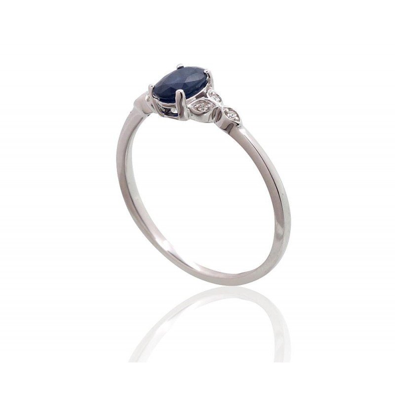 585° Gold ring, Stone: Diamonds, Sapphire, Type: \"L\'amour\"  collection, 1101105(Au-W)_DI+SA