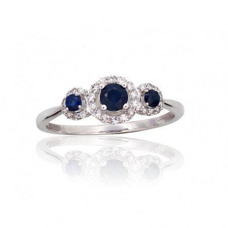 585° Gold ring, Stone: Diamonds, Sapphire, Type: \"L\'amour\"  collection, 1101106(Au-W)_DI+SA