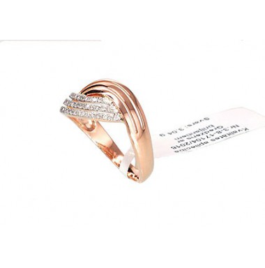 585° Gold ring, Stone: Diamonds, Type: With precious stones, 1100132(Au-R+PRh-W)_DI