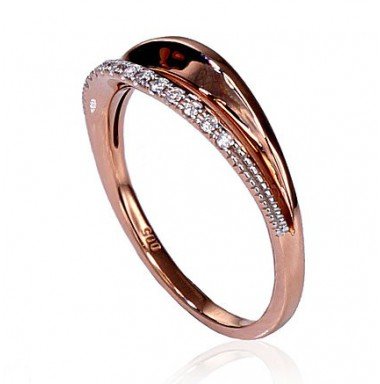 585° Gold ring, Stone: Diamonds, Type: With precious stones, 1100163(Au-R+PRh-W)_DI