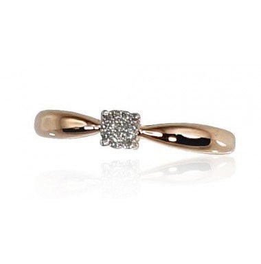 Gold ring, Rose gold, 585°, Diamonds, 1100187(Au-R+PRh-W)_DI