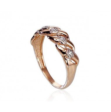 585° Gold ring, Stone: Zirkons , Type: Women, 1100267(Au-R+PRh-W)_CZ