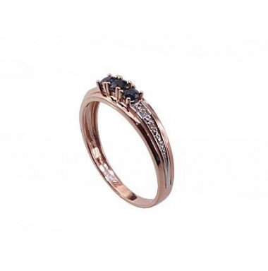 585° Gold ring, Stone: Diamonds, Sapphire, Type: With precious stones, 1100372(Au-R+PRh-W)_DI+SA
