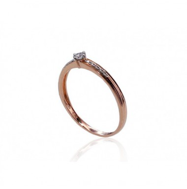 Gold ring, Rose gold, 585°, Diamonds, 1100409(Au-R+PRh-W)_DI