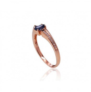 585° Gold ring, Stone: Diamonds, Sapphire, Type: With precious stones, 1100423(Au-R)_DI+SA