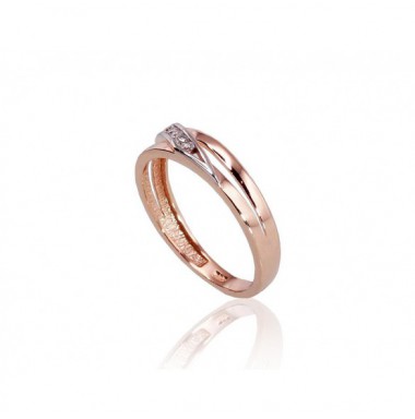 585° Gold ring, Stone: Zirkons , Type: Women, 1100457(Au-R+PRh-W)_CZ