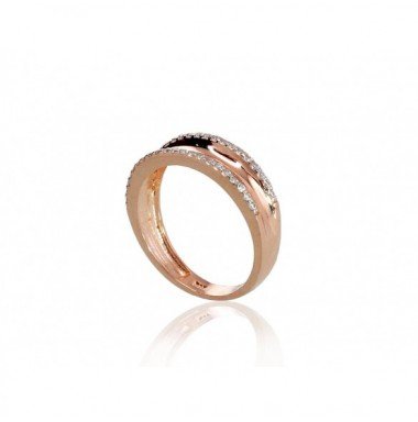 585° Gold ring, Stone: Zirkons , Type: Women, 1100464(Au-R+PRh-W)_CZ