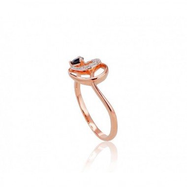 585° Gold ring, Stone: Diamonds, Sapphire, Type: With precious stones, 1100521(Au-R+PRh-W)_DI+SA