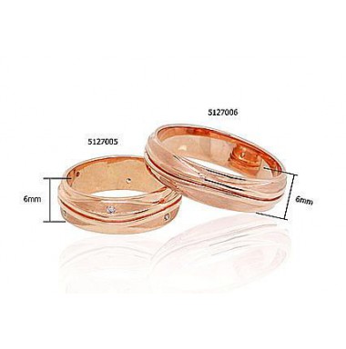 Gold wedding ring, Rose gold, 585°, Zirkons , 1100544(Au-R)_CZ