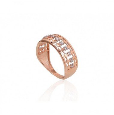 585° Gold ring, Stone: Zirkons , Type: Women, 1100884(Au-R+PRh-W)_CZ