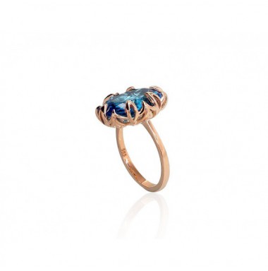 585° Gold ring, Stone: Sky Blue Topaz , Type: Women, 1100914(Au-R)_TZBSN
