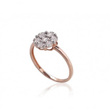 Gold ring, Rose/White gold, 585°, Diamonds, 1101023(Au-R+Au-W)_DI