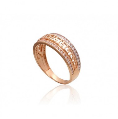 585° Gold ring, Stone: Zirkons , Type: Women, 1101080(Au-R+PRh-W)_CZ