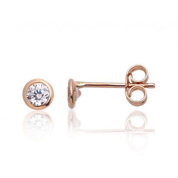 Gold classic studs earrings, 585°, Zirkons , 1201331(Au-R)_CZ