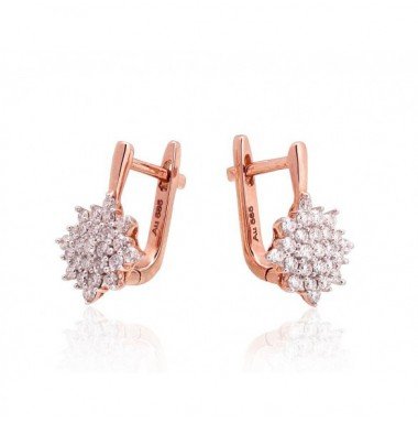 Gold Earrings, 585°, Diamonds, 1201416(Au-R+PRh-W)_DI