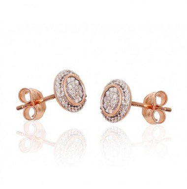 Gold Earrings, 585°, Diamonds, 1201425(Au-R+PRh-W)_DI