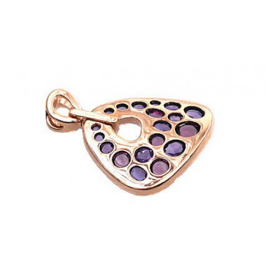 Gold pendant, 585°, Rose gold, Diamonds, Amethyst, Rodolite , 1300181(Au-R)_DI+AM+RD