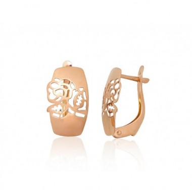 Gold earrings with english lock