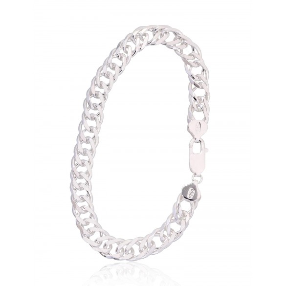 Silver chain Double rombo 8.5 mm , diamond cut