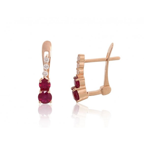 Gold earrings with english lock