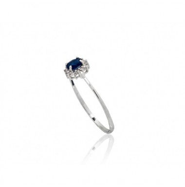 585° Gold ring, Stone: Diamonds, Sapphire, Type: With precious stones, 1100100(Au-W)_DI+SA