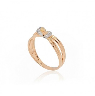 585° Gold ring, Stone: Diamonds, Type: With precious stones, 1100199(Au-R+PRh-W)_DI