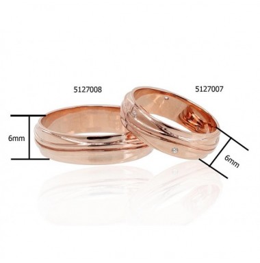 Gold wedding ring, Rose gold, 585°, Zirkons , 1100552(Au-R)_CZ