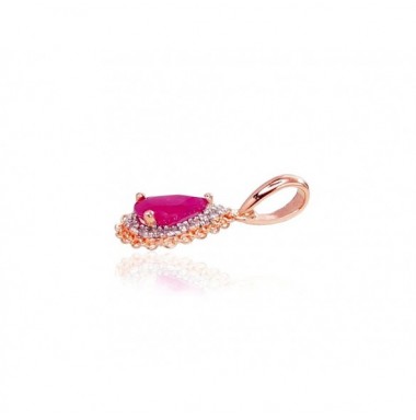 Gold pendant, 585°, Rose gold, Diamonds, Ruby, 1300411(Au-R+PRh-W)_DI+RB