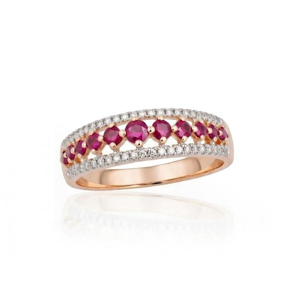 Zelta gredzens 1100189(Au-R+PRh-W)_DI+RB, Sarkanais Zelts	585°, rodijs (pārklājums) , Briljanti , Rubīns 