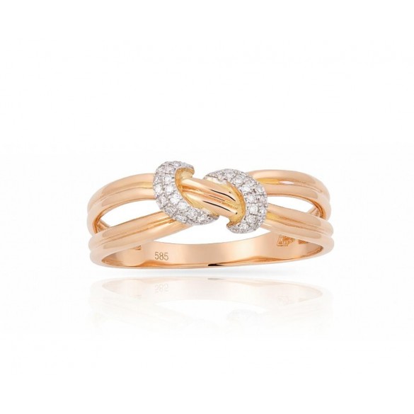 585° Gold ring, Stone: Diamonds, Type: With precious stones, 1100199(Au-R+PRh-W)_DI