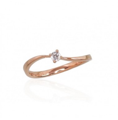 Gold ring, Rose gold, 585°, Diamonds, 1100555(Au-R)_DI
