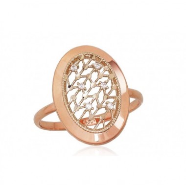 585° Gold ring, Stone: Zirkons , Type: Women, 1100803(Au-R+Au-W)_CZ