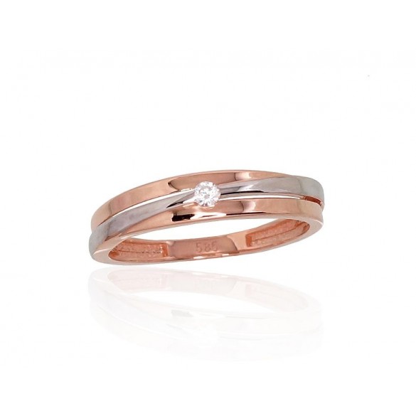 585° Gold ring, Stone: Zirkons , Type: Women, 1100875(Au-R+PRh-W)_CZ
