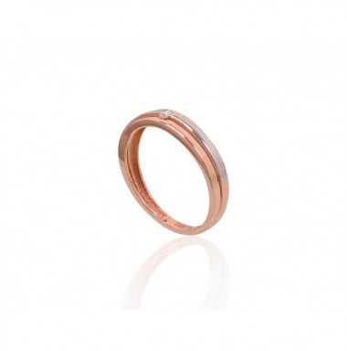 585° Gold ring, Stone: Zirkons , Type: Women, 1100875(Au-R+PRh-W)_CZ