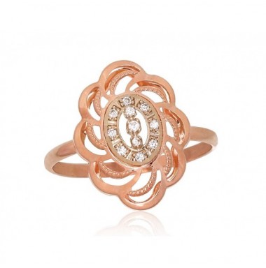 585° Gold ring, Stone: Zirkons , Type: Women, 1100899(Au-R+Au-W)_CZ