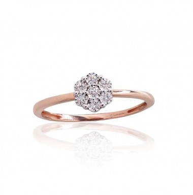 Gold ring, Rose/White gold, 585°, Diamonds, 1101022(Au-R+Au-W)_DI
