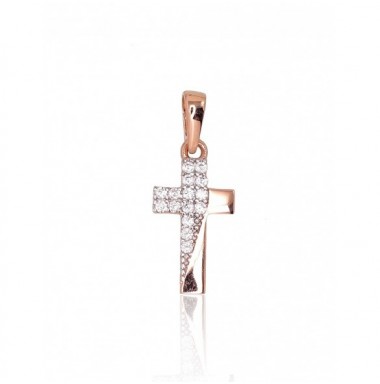 Zelta kulons-krustiņš 1300706(Au-R+PRh-W)_CZ, Sarkanais Zelts	585°, rodijs (pārklājums) , Cirkoni 