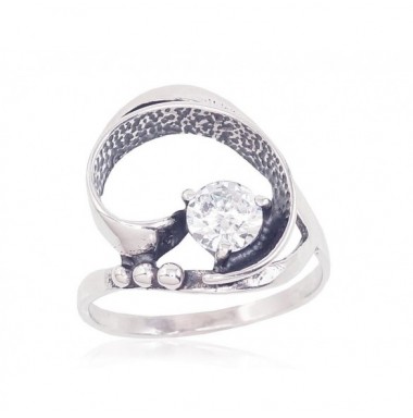 925° Genuine Sterling Silver ring, Stone: Zirkons , Type: Women, 2101566(POx-Bk)_CZ